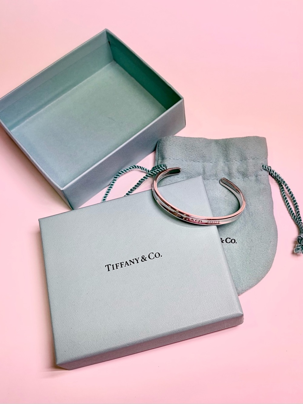 Tiffany & Co. Polished Silver Bangle with Blue Box
